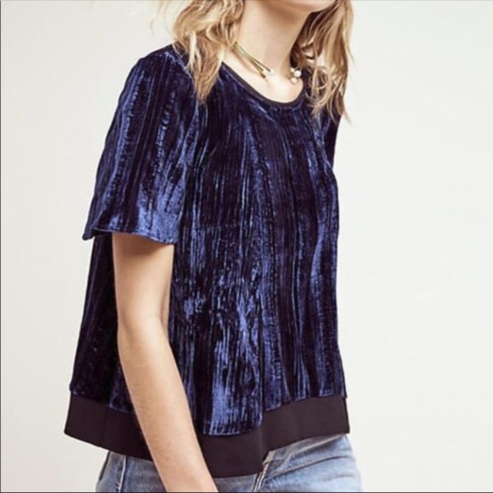 Maeve by Anthropologie blue velvet top. Size S.